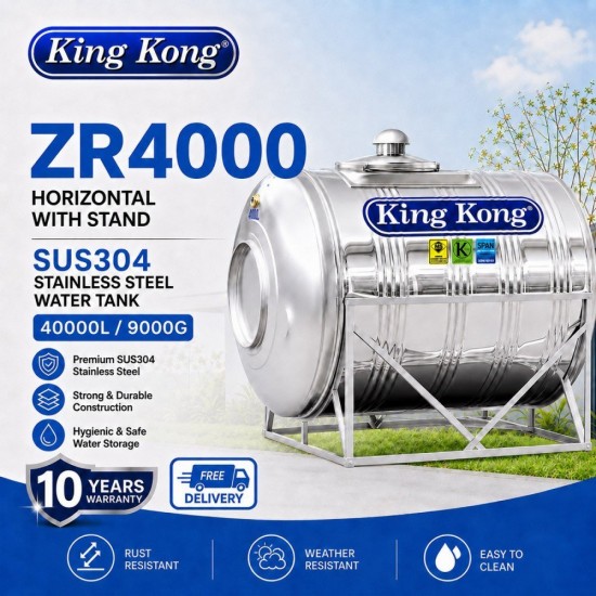 King Kong ZR4000 Horizontal With Stand Stainless Steel Water Tank 40000L/9000G King Kong ZR4000 Horizontal With Stand Stainless Steel Water Tank 40000L/9000G