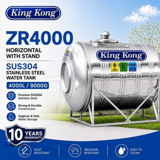 King Kong ZR4000 Horizontal With Stand Stainless Steel Water Tank 40000L/9000G King Kong ZR4000 Horizontal With Stand Stainless Steel Water Tank 40000L/9000G
