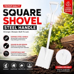 Square Shovel Steel Handle