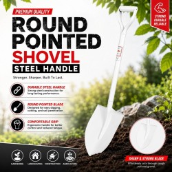 Round Point Shovel Steel Handle