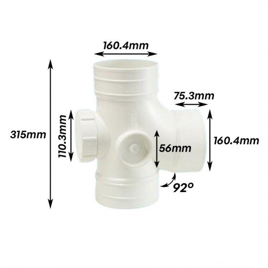 Bina Plastic UPVC Fittings Equal Single Branch I/O 6" 160MM Bina Plastic UPVC Fittings Equal Single Branch I/O 6" 160MM