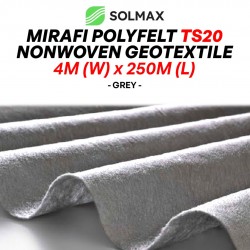 Solmax Mirafi Polyfelt TS20 Nonwoven Geotextiles 4M (W) x 250M (L) - Grey