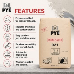 PYE Premix Plaster 921 40KG - Light Grey PYE Premix Plaster 921 40KG - Light Grey