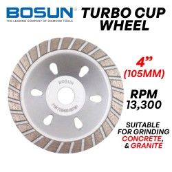 Bosun F1W #6259 Turbo Cup Wheel 4" 105MM (D) x 5MM (T) x 16MM (BD)