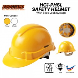 Proguard HG1-PHSL ABS Shell Safety Helmet with Slide Lock System - Yellow/White
