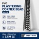 PVC A3-CW Plastering Corner Bead 28MM x 18MM x 5MM x 2.5M (L) Round Corner - Grey + White