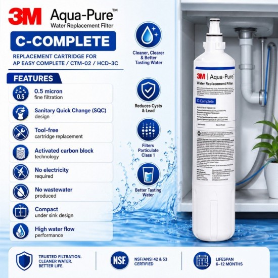 3M Water Filter | 3M C-Complete Replacement Cartridge For AP Easy Complete / CTM-02 Water Filter 3M Water Filter | 3M C-Complete Replacement Cartridge For AP Easy Complete / CTM-02 Water Filter
