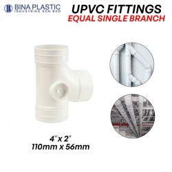 Bina Plastic UPVC Fittings Equal Single Branch 4" x 2"  (110MM x 56MM)