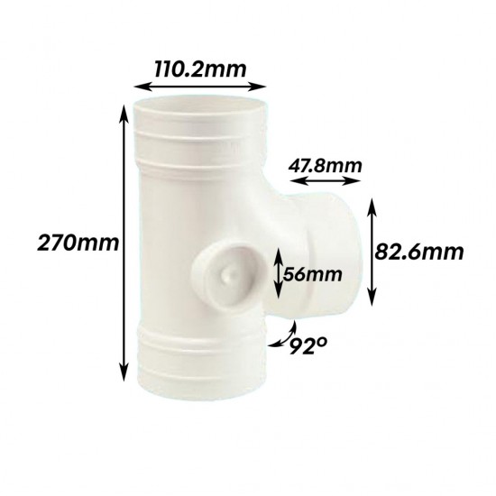 Bina Plastic UPVC Fittings Equal Single Branch 4" x 3"  (110MM x 82MM)