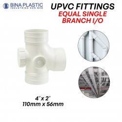 Bina Plastic UPVC Fittings Equal Single Branch I/O 4" x 2" (110MM x 56MM)