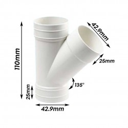 Bina Plastic UPVC Fittings 135° Y-Branch (Y-Tee) 1 1/2" 40MM