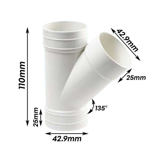 Bina Plastic UPVC Fittings 135° Y-Branch (Y-Tee) 1 1/2" 40MM