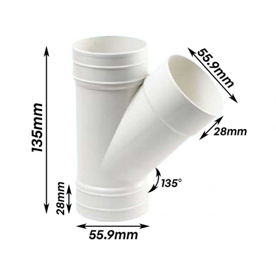 Bina Plastic UPVC Fittings 135° Y-Branch (Y-Tee) 2" 50MM Bina Plastic UPVC Fittings 135° Y-Branch (Y-Tee) 2" 50MM