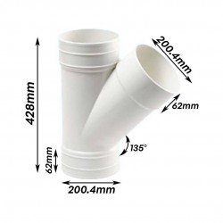 Bina Plastic UPVC Fittings 135° Y-Branch (Y-Tee) 8" 200MM