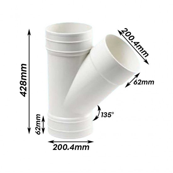 Bina Plastic UPVC Fittings 135° Y-Branch (Y-Tee) 8" 200MM Bina Plastic UPVC Fittings 135° Y-Branch (Y-Tee) 8" 200MM