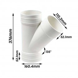 Bina Plastic UPVC Fittings 135° Y-Branch (Y-Tee) 6" x 4" (160MMx110MM)