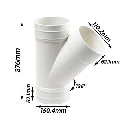 Bina Plastic UPVC Fittings 135° Y-Branch (Y-Tee) 6" x 4" (160MMx110MM) Bina Plastic UPVC Fittings 135° Y-Branch (Y-Tee) 6" x 4" (160MMx110MM)