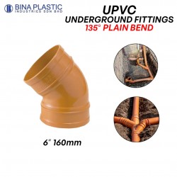 Bina Plastic UPVC Underground Fittings 135° Plain Bend 6" 160MM