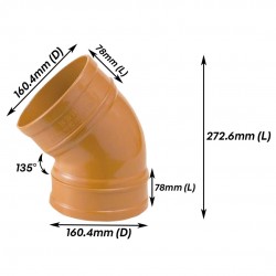 Bina Plastic UPVC Underground Fittings 135° Plain Bend 6" 160MM Bina Plastic UPVC Underground Fittings 135° Plain Bend 6" 160MM