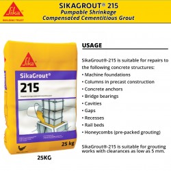 SikaGrout 215 Pumpable Shrinkage Compensated Cementitious Grout 25KG