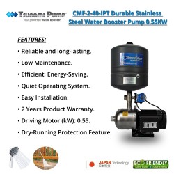 Tsunami Pump CMF-2-40-IPT Durable Stainless Steel Water Booster Pump 0.55KW