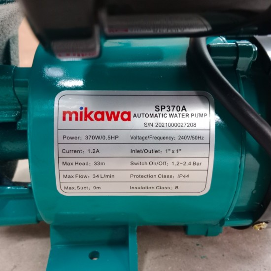 Mikawa SP370A Automatic Water Pump 240V 0.5HP/370W Mikawa SP370A Automatic Water Pump 240V 0.5HP/370W