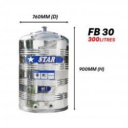 Star FB30 Flat Bottom Without Stand SUS304 Stainless Steel Water Tank 300L/66G