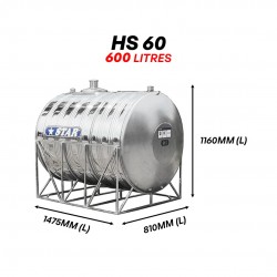 Star HS60 Horizontal With Stand SUS304 Stainless Steel Water Tank 600L/132G