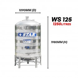 Star WS125 Round Bottom With Stand SUS304 Stainless Steel Water Tank 1250L/275G