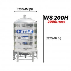 Star WS200H Round Bottom With Stand SUS304 Stainless Steel Water Tank 2000L/440G