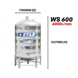 Star WS600 Round Bottom With Stand SUS304 Stainless Steel Water Tank 6000L/1320G