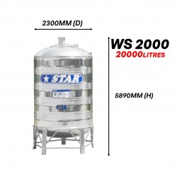 Star WS2000 Round Bottom With Stand SUS304 Stainless Steel Water Tank 20000L/4400G