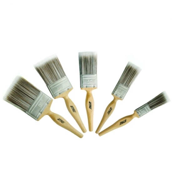 Besi & Logam #SF5P (1", 1 1/2", 2",2 1/2",3") Paint Brush Set (100% Synthetic Filament) Wooden Handle (5 PCS/SET) Besi & Logam #SF5P (1", 1 1/2", 2",2 1/2",3") Paint Brush Set (100% Synthetic Filament) Wooden Handle (5 PCS/SET)