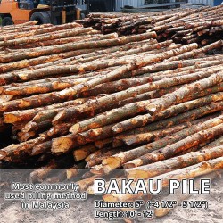 Bakau Pile 5" DIA (~4 1/2" - 5 1/2") x 10' - 12' (L)