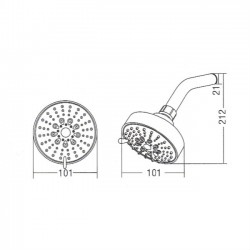 Aimer AMSH-301 ABS Rain Shower with Arm (5 Function)
