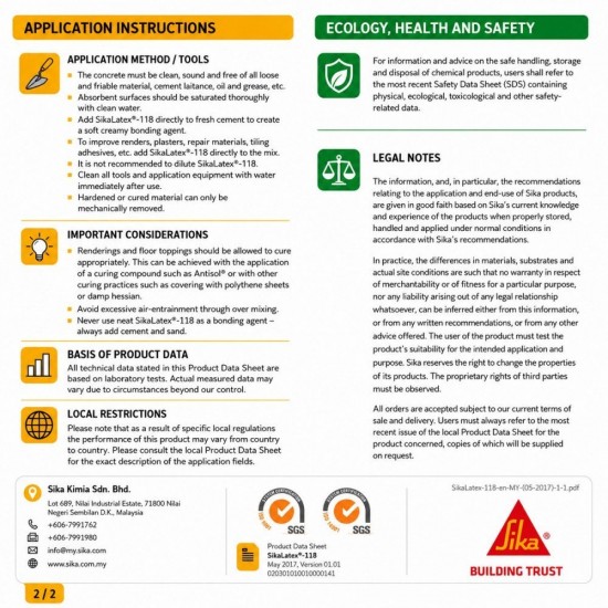 Sika SikaLatex-118 Water-Resistant Polymer Bonding Agent & Mortar-Strengthening Additive 18L Sika SikaLatex-118 Water-Resistant Polymer Bonding Agent & Mortar-Strengthening Additive 18L