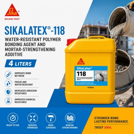 Sika SikaLatex-118 Water-Resistant Polymer Bonding Agent & Mortar-Strengthening Additive 4L Sika SikaLatex-118 Water-Resistant Polymer Bonding Agent & Mortar-Strengthening Additive 4L