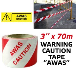 PVC Hazardous Warning Awas Caution Barricade Tape 3" (W) x 70M (L)