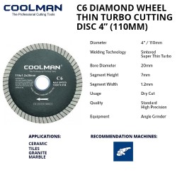 Coolman C6  4" (110MM) Turbo Diamond Cutting Disc