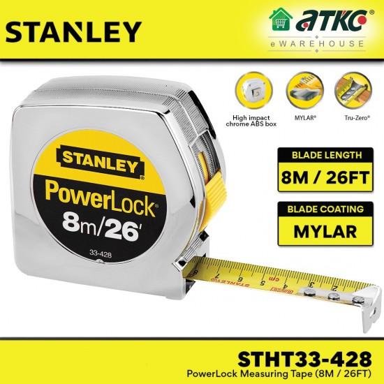 Stanley 33-428-2 PowerLock Measuring Tape Rule 8M (26FT) Stanley 33-428-2 PowerLock Measuring Tape Rule 8M (26FT)