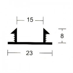 PVC U15 Groove Joint 15MM x 8MM x 23MM x 2M (L)