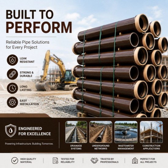 Sunway Keramo Vitrified Clay Pipes (VCP) Straight Pipe 225MM (DIA) x 1.75M (L) (9" x 5.74')