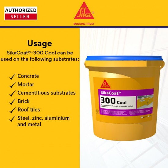 SikaCoat 300 Cool Multipurpose Elastic Acrylic Based Liquid Applied Membrane 20KG (Grey/White)
