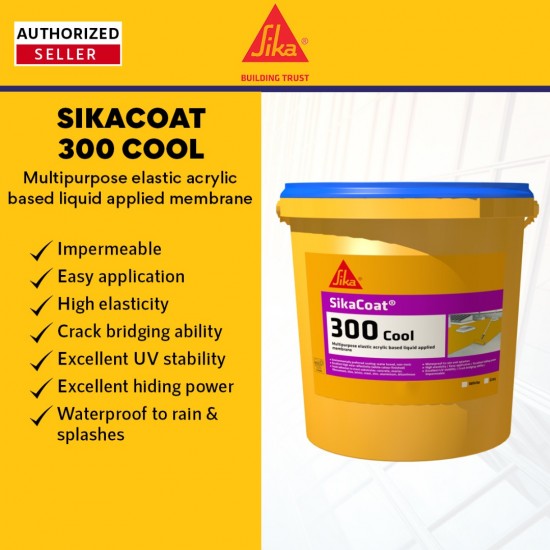 SikaCoat 300 Cool Multipurpose Elastic Acrylic Based Liquid Applied Membrane 20KG (Grey/White)