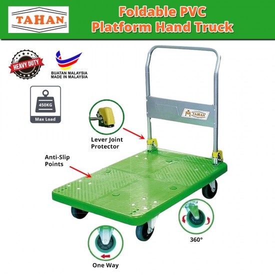 Tahan PVC Platform Foldable Hand Truck 1100MM (L) x 700MM (W) 450KG (Max. Load) with 6" Nylon Caster Wheels Tahan PVC Platform Foldable Hand Truck 1100MM (L) x 700MM (W) 450KG (Max. Load) with 6" Nylon Caster Wheels