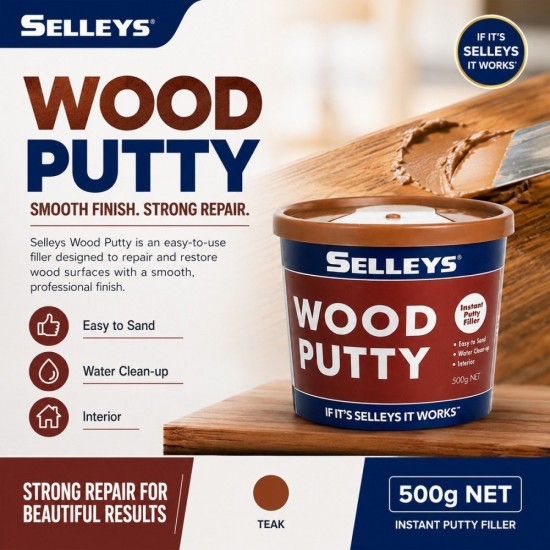 Selleys Wood Putty - Natural/Teak (500g) Selleys Wood Putty - Natural/Teak (500g)