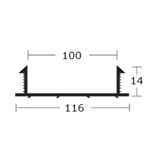 PVC U100 Groove Joint 100MM x 116MM x 14MM x 2M (L) PVC U100 Groove Joint 100MM x 116MM x 14MM x 2M (L)