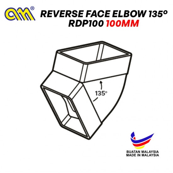 Arensi-Marley Rectangular Down Pipe Fitting RDP100 Reverse Face Elbow 135° 100MM Arensi-Marley Rectangular Down Pipe Fitting RDP100 Reverse Face Elbow 135° 100MM
