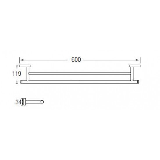 Aimer AMBA-85804 Double Towel Rack 600MM (L)