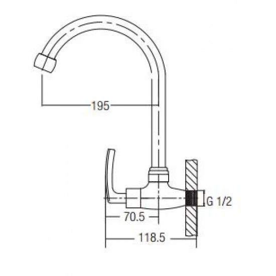 Aimer AMFC-1957C Kitchen Wall Sink Tap